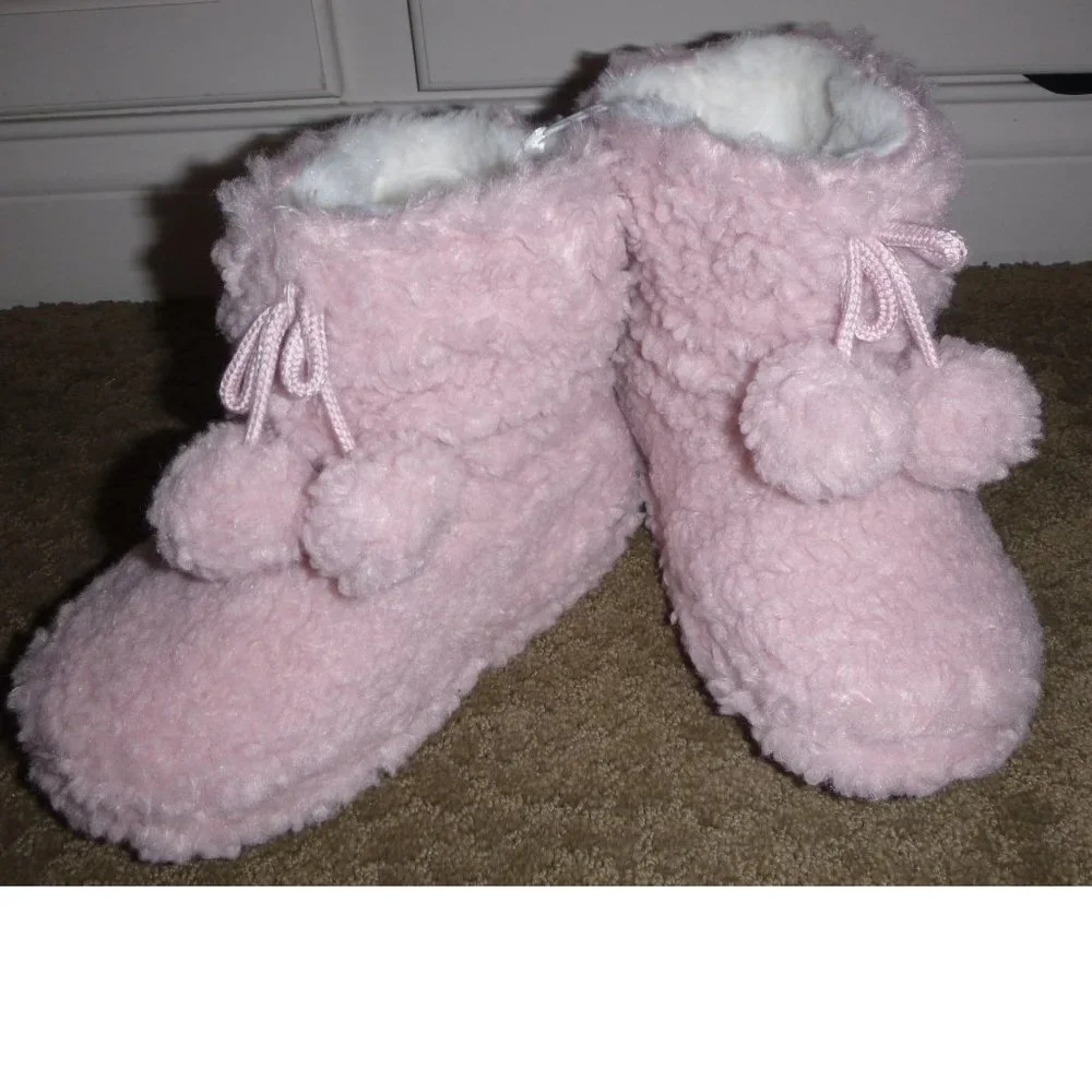 Girls Falls Creek Plush Bootie Slippers Size 10/11 12/13 1/2 3/4 Blush Pink NWT